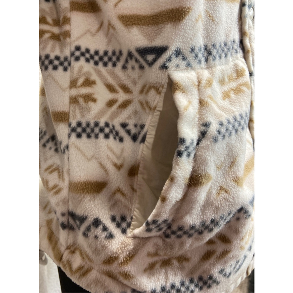 Columbia Women's Benton Springs Fleece Shirt Jacket Small Chalk Checkered Peaks - Picture 4 of 7